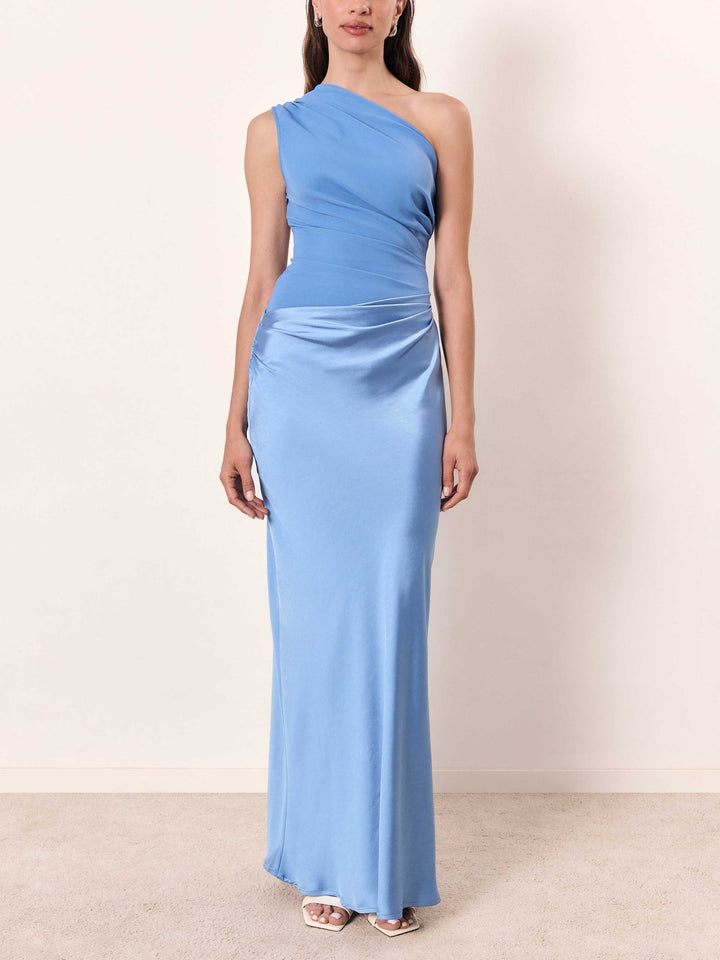 Anita | Elegant One-Shoulder Pleated Party Maxi Dress For Women