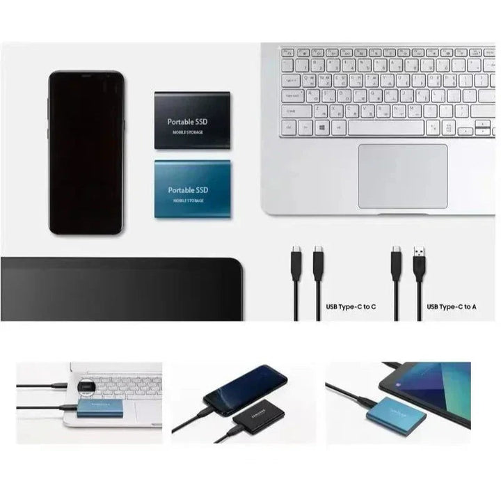 2TB external SSD in black, blue and red - product photo 3