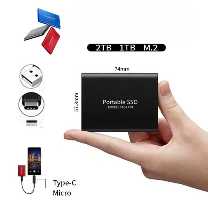 2TB external SSD in black, blue and red - product photo 4