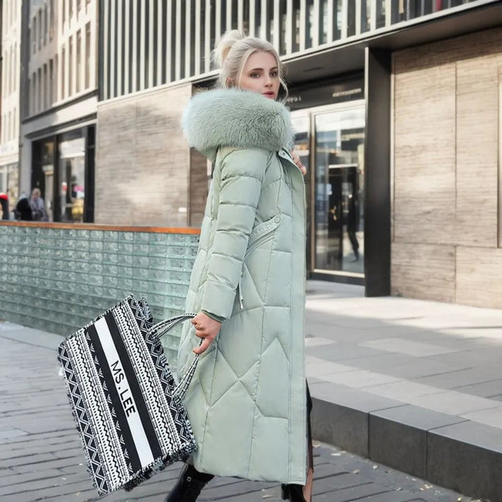 Elena | Hood-Trimmed Quilted Winter Coat for Women