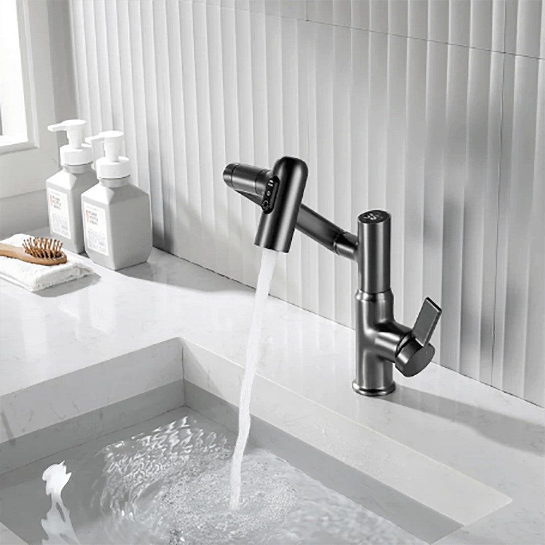 Kitchen faucet with a 360 degree swivel spout and temperature display - product photo 1