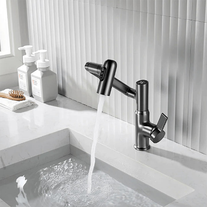 Kitchen faucet with a 360 degree swivel spout and temperature display - product photo 1