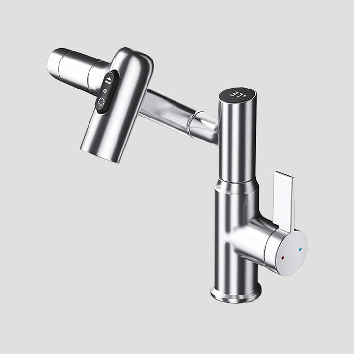Kitchen faucet with a 360 degree swivel spout and temperature display - product photo 3
