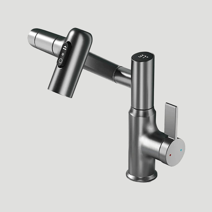 Kitchen faucet with a 360 degree swivel spout and temperature display - product photo 4