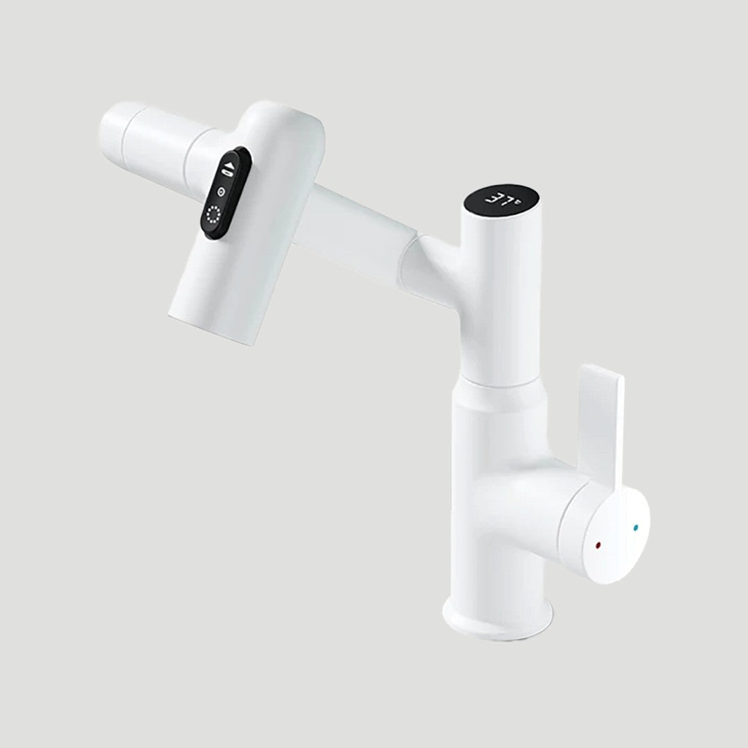 Kitchen faucet with a 360 degree swivel spout and temperature display - product photo 5
