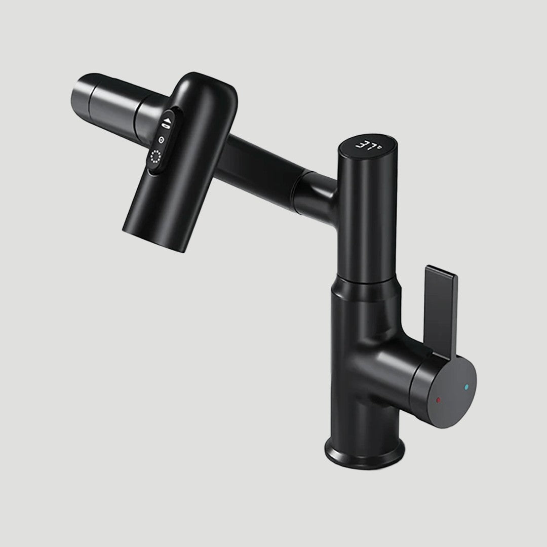 Kitchen faucet with a 360 degree swivel spout and temperature display - product photo 6