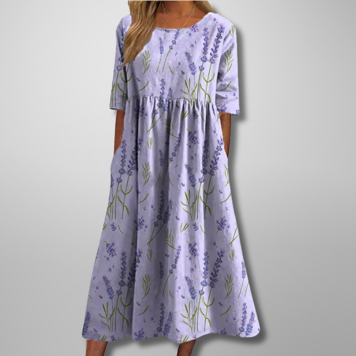 Juliette | Relaxed Botanical Print Midi Dress For Women