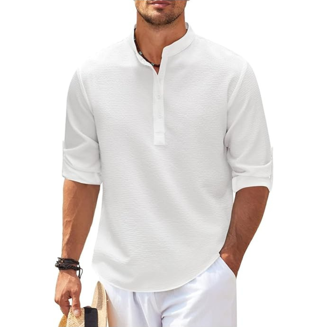 Julian | Men’s Summer Stand-Up Collar Half-Button Shirt