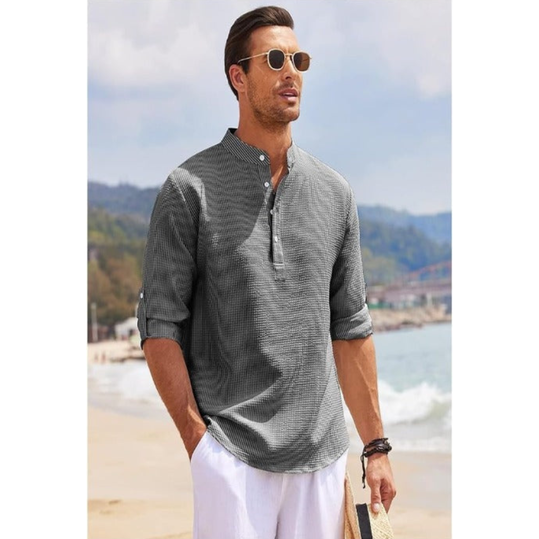 Julian | Men’s Summer Stand-Up Collar Half-Button Shirt