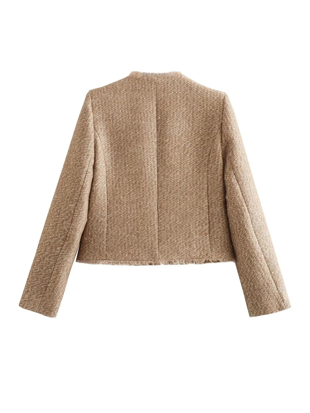 Elena | Cropped Textured Button-Front Jacket With Polished Tailoring For Women