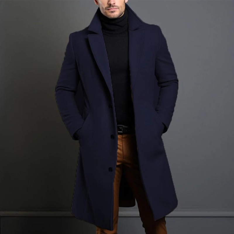 Oliver | Timeless Tailored Men’s Long Coat with Notched Lapel