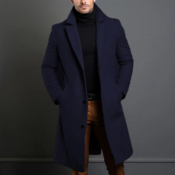Oliver | Timeless Tailored Men’s Long Coat with Notched Lapel