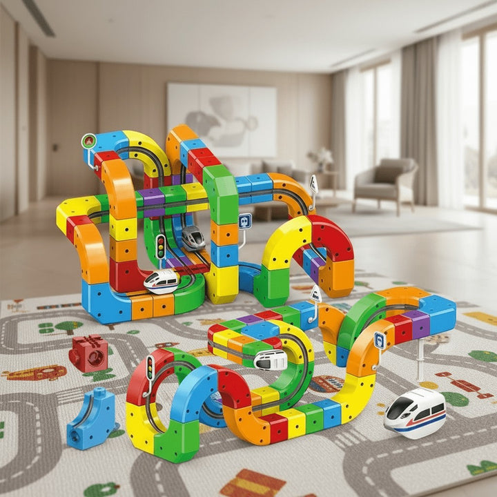 3D railway construction kit with a locomotive on the track - product photo 1
