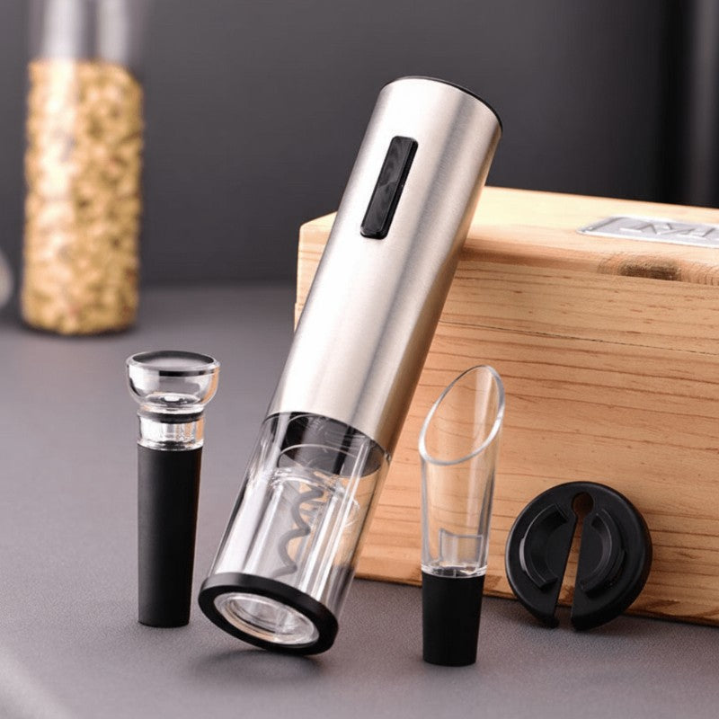 Electric wine opener with foil cutter, pourer and stopper - product photo 1