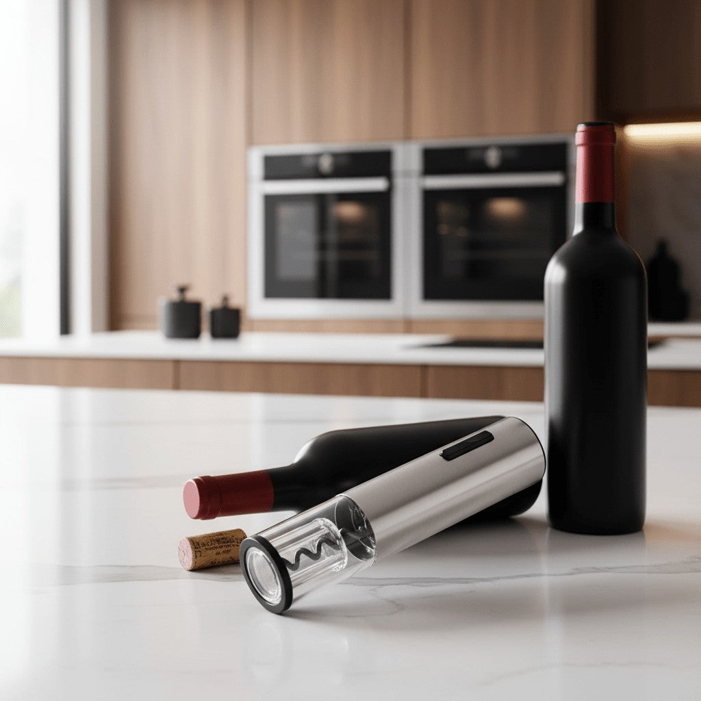 Electric wine opener with foil cutter, pourer and stopper - product photo 2