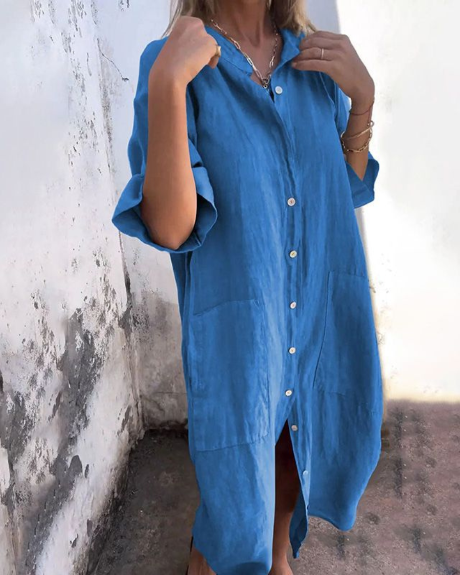 Maren | Relaxed Button-Front Shirt Dress For Women