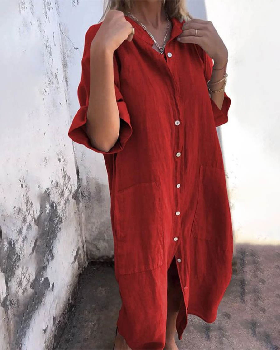 Maren | Relaxed Button-Front Shirt Dress For Women