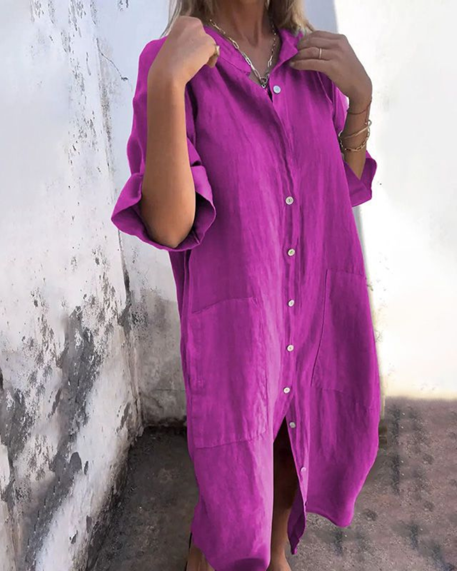 Maren | Relaxed Button-Front Shirt Dress For Women
