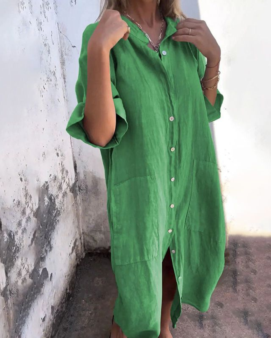 Maren | Relaxed Button-Front Shirt Dress For Women