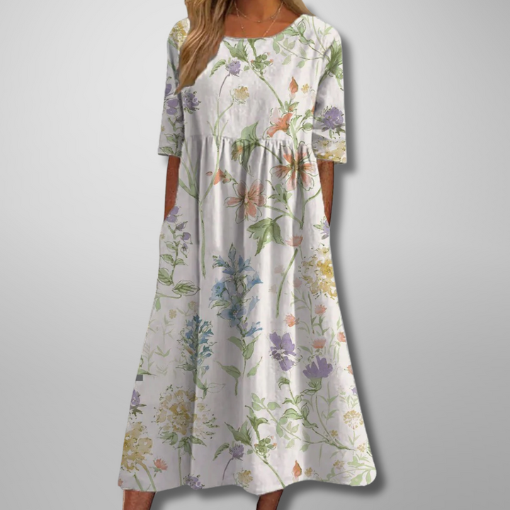 Juliette | Relaxed Botanical Print Midi Dress For Women