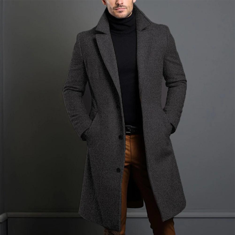 Oliver | Timeless Tailored Men’s Long Coat with Notched Lapel