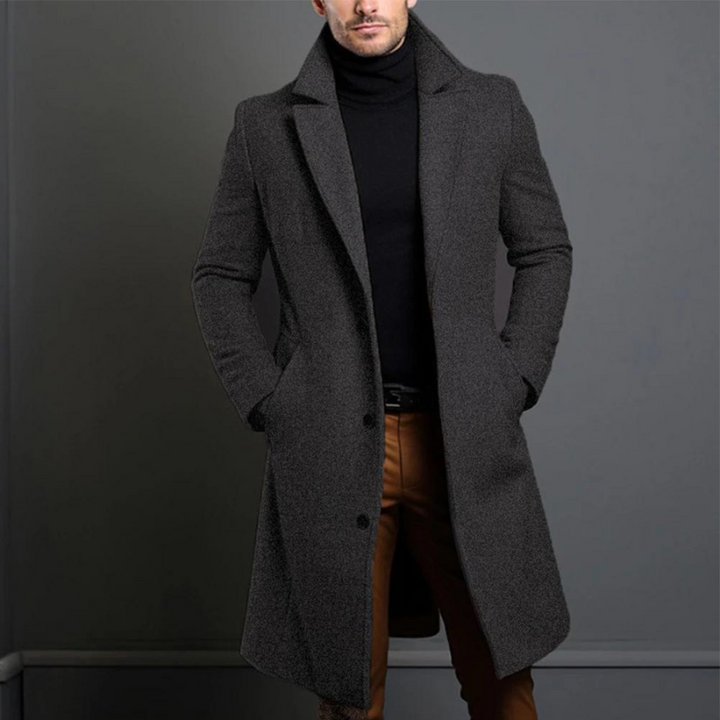 Oliver | Timeless Tailored Men’s Long Coat with Notched Lapel