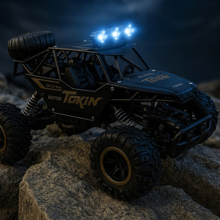 Rugged 4x4 remote control monster truck with large rubber tires - product photo 13