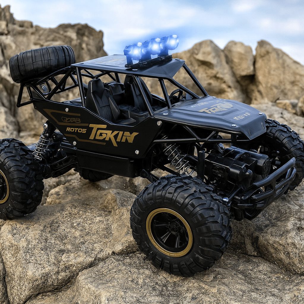 Rugged 4x4 remote control monster truck with large rubber tires - product photo 2