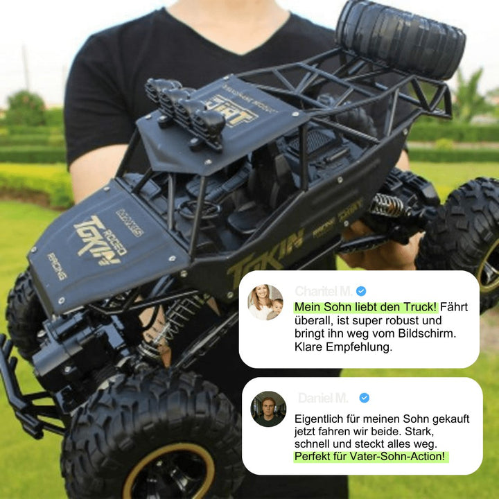 Rugged 4x4 remote control monster truck with large rubber tires - product photo 7
