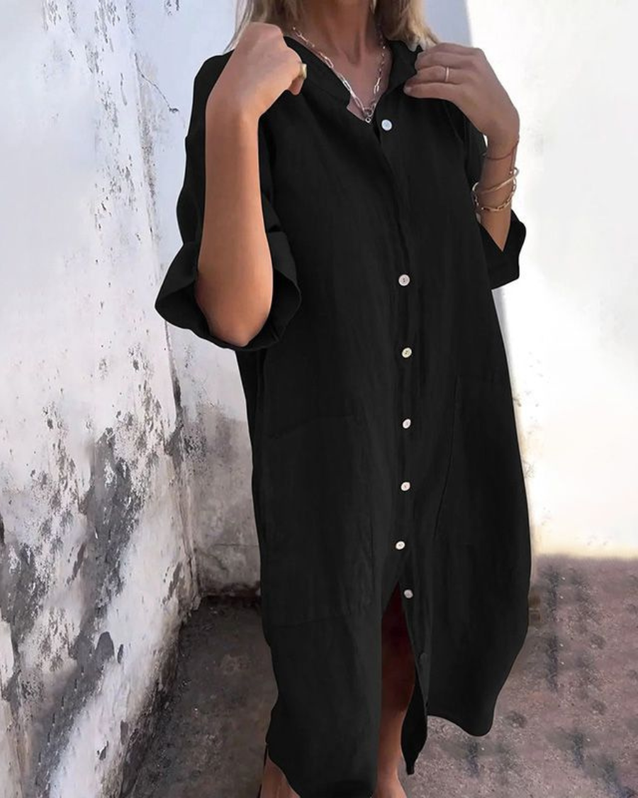 Maren | Relaxed Button-Front Shirt Dress For Women