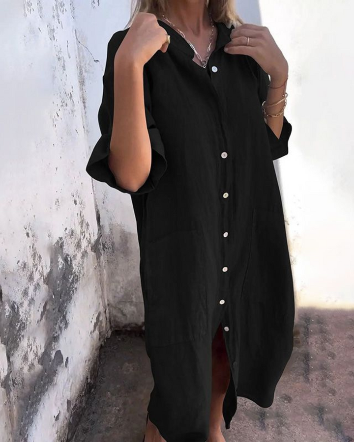 Maren | Relaxed Button-Front Shirt Dress For Women