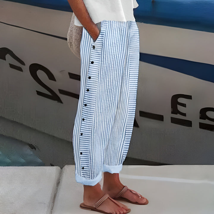 Daphne | Tailored Striped Panel Trousers For Women