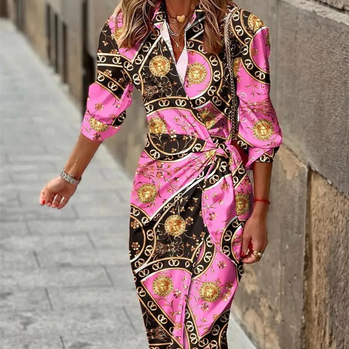 Elena | Women’s Wrap Midi Dress with 3/4 Sleeves