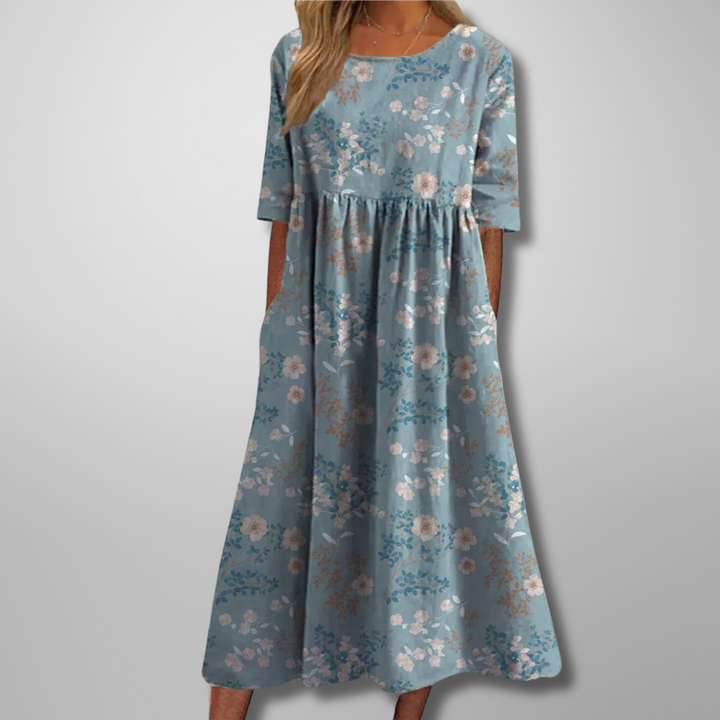 Juliette | Relaxed Botanical Print Midi Dress For Women