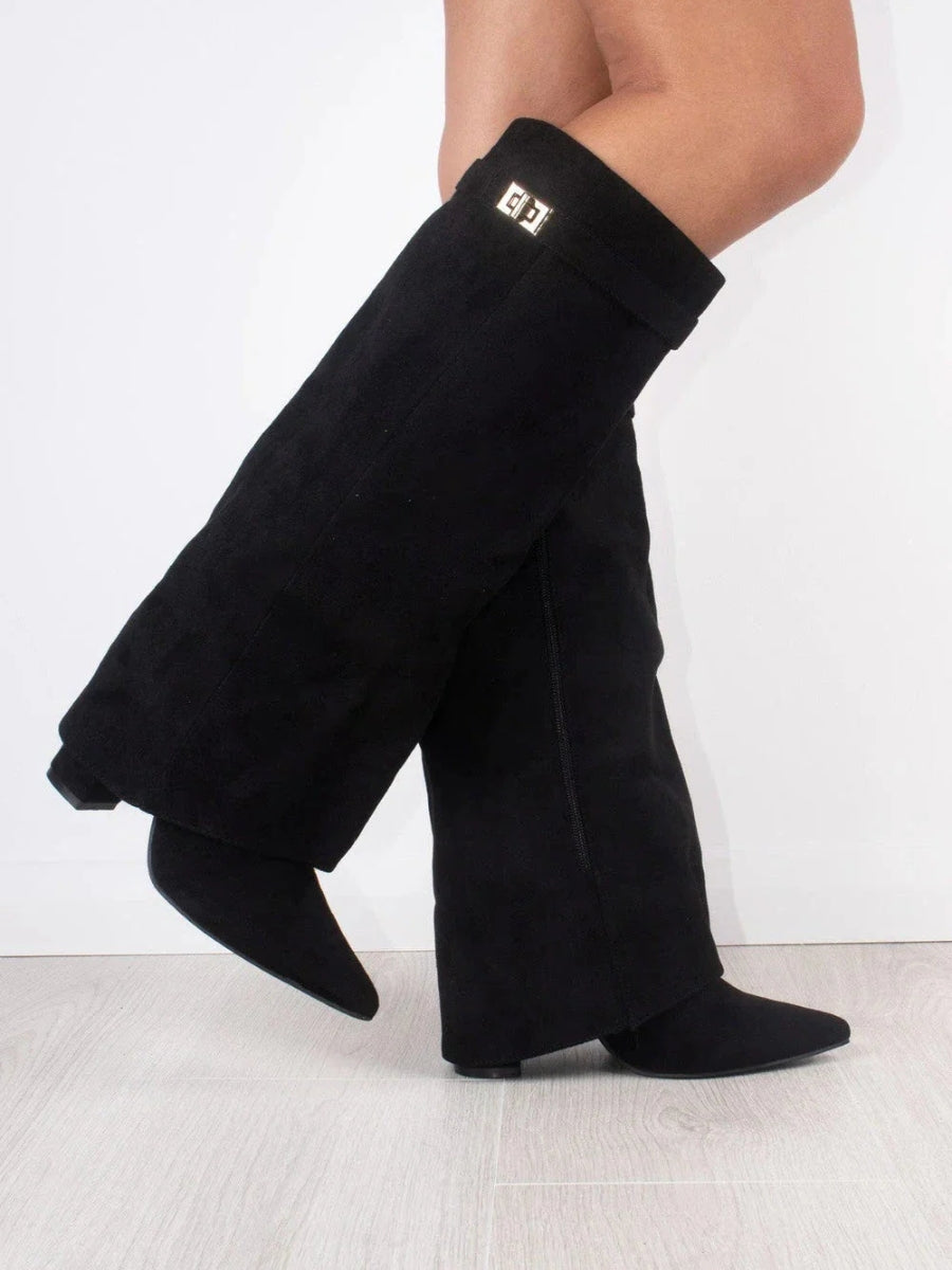 Ava | Women’s Leather Thigh-High Boots With Buckle Detail