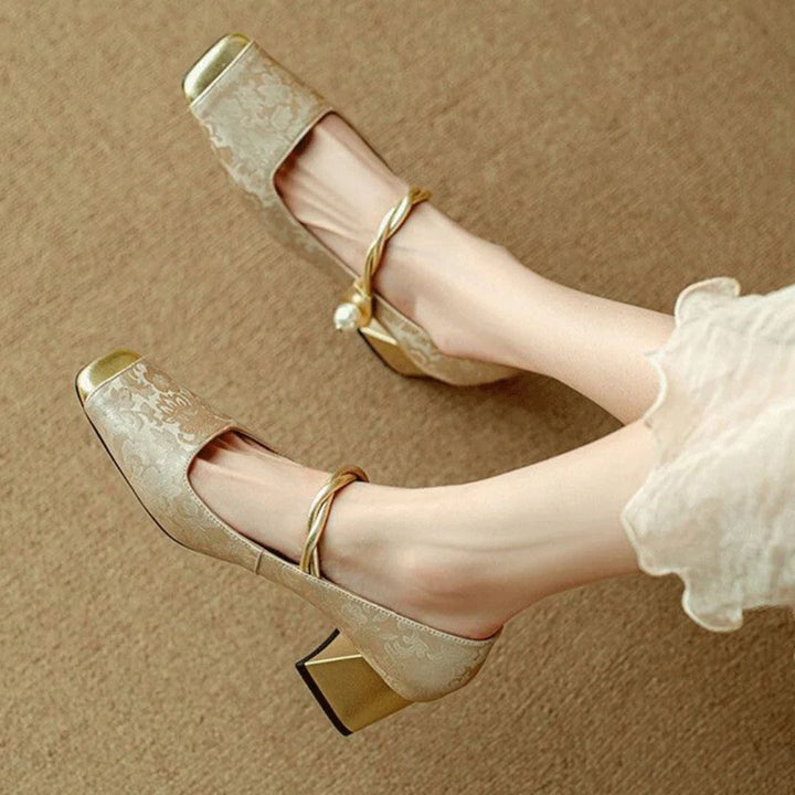 AURELIA | ELEGANT GOLD STATEMENT HEELS FOR WOMEN