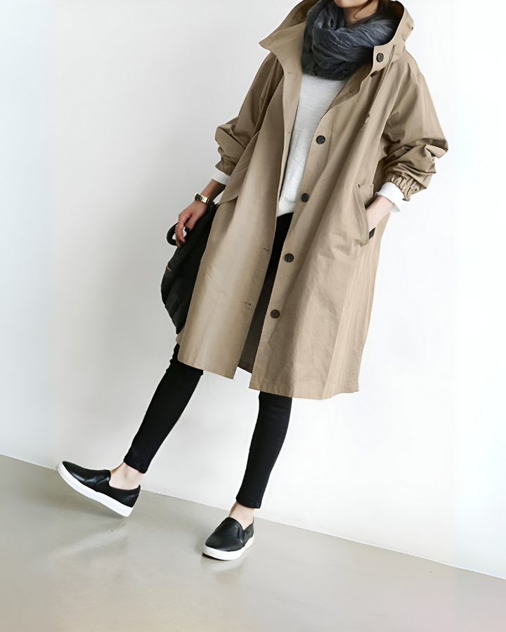 Elena | Timeless Hooded Trench Coat With Classic Elegance
