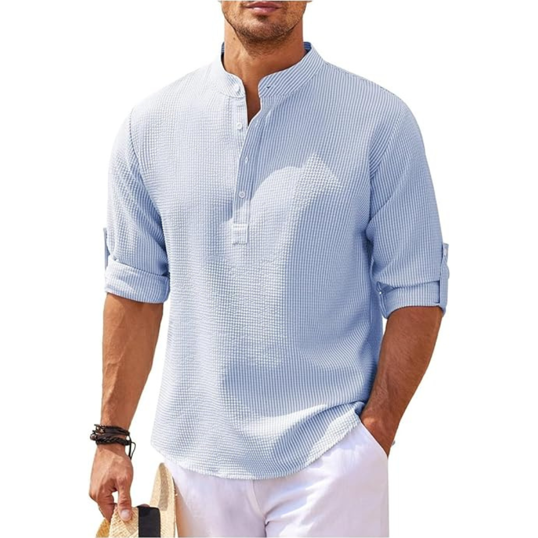 Julian | Men’s Summer Stand-Up Collar Half-Button Shirt