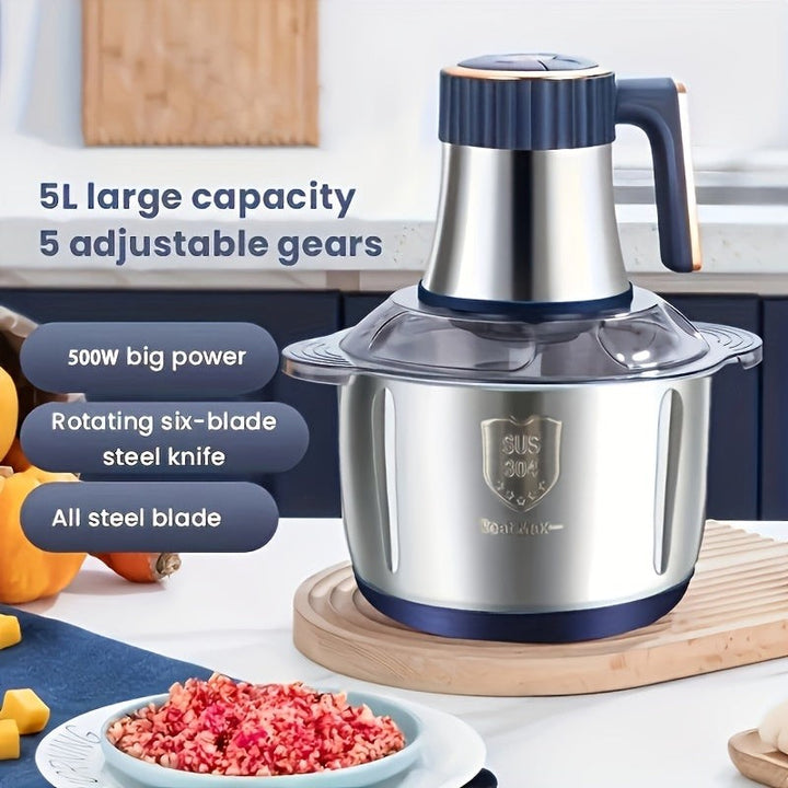 Stainless steel food processor with six blades - product photo 3