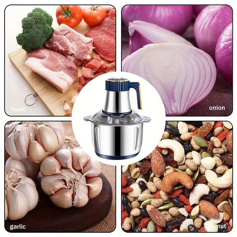 Stainless steel food processor with six blades - product photo 9