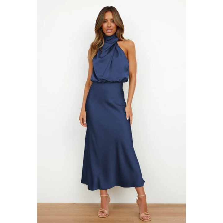 Valeria | Women’s Stunning Halter Midi Evening Dress