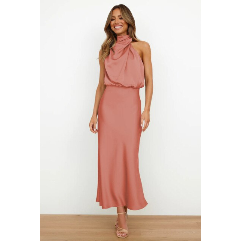 Valeria | Women’s Stunning Halter Midi Evening Dress