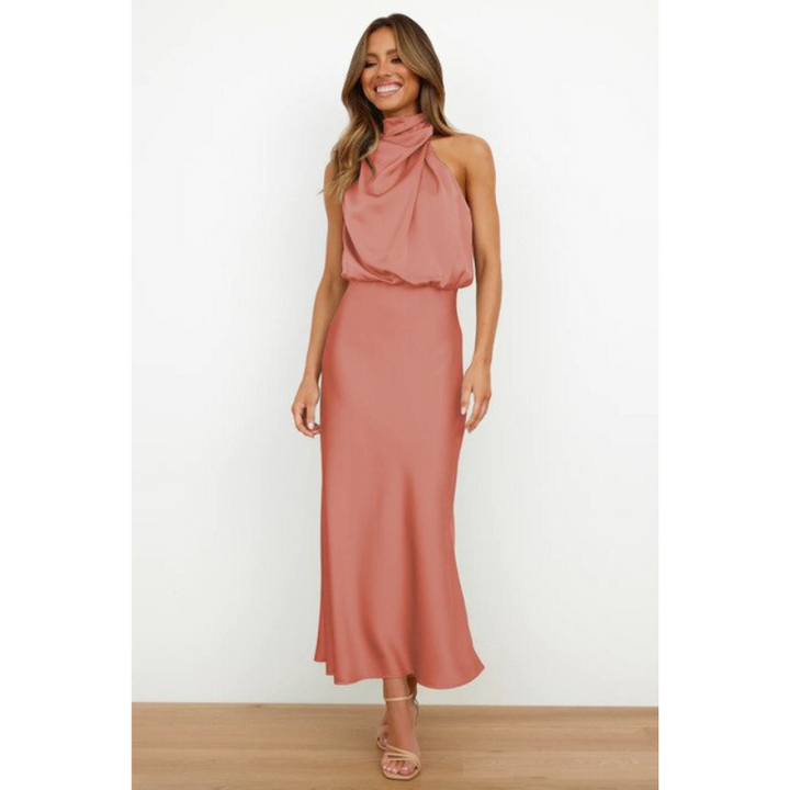 Valeria | Women’s Stunning Halter Midi Evening Dress