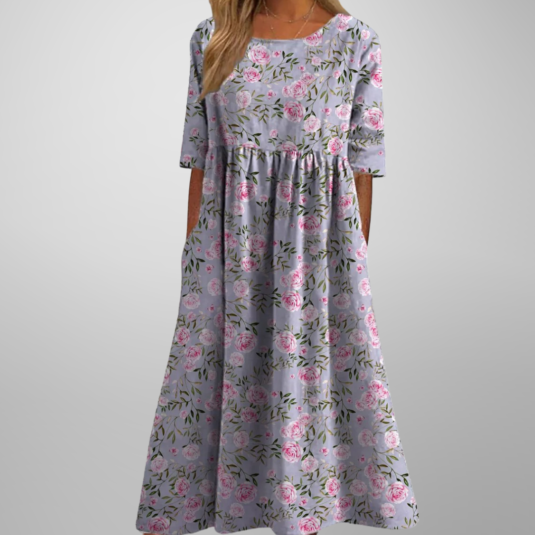 Juliette | Relaxed Botanical Print Midi Dress For Women