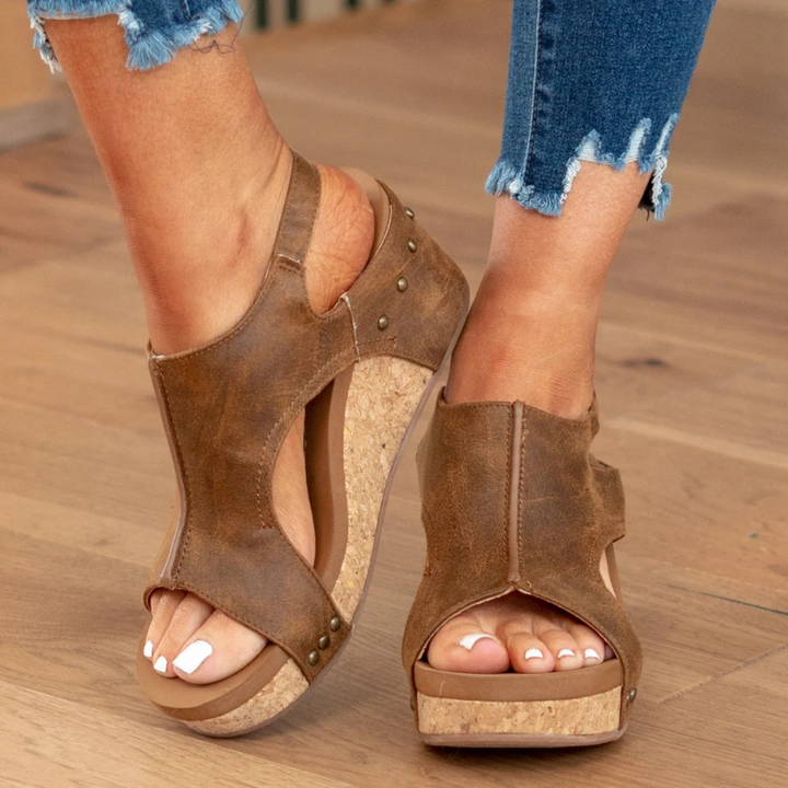 Linda | Elegant Suede Wedge Sandals For Women