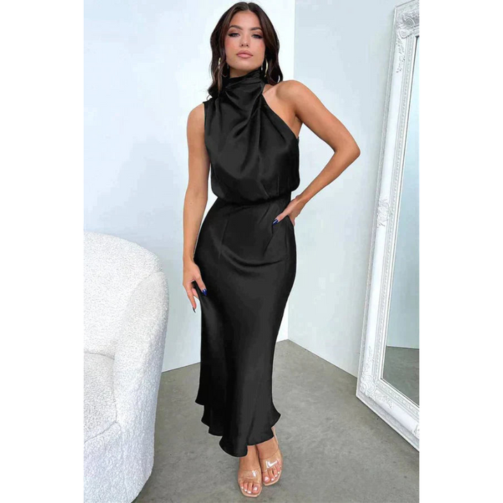 Valeria | Women’s Stunning Halter Midi Evening Dress