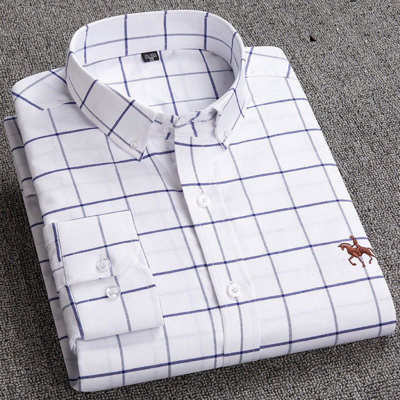 Leo | Men’s Refined Long-Sleeve Check Shirt With Buttoned Front