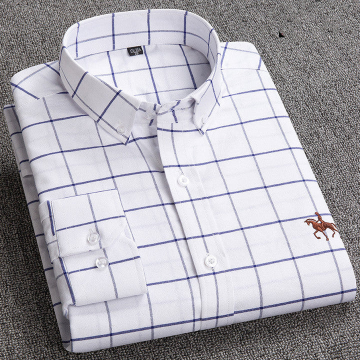 Leo | Men’s Refined Long-Sleeve Check Shirt With Buttoned Front