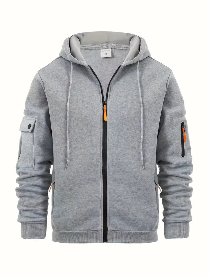 Lucas | Men’s Full-Zip Hooded Sweatshirt With Functional Pockets And Adjustable Drawcord