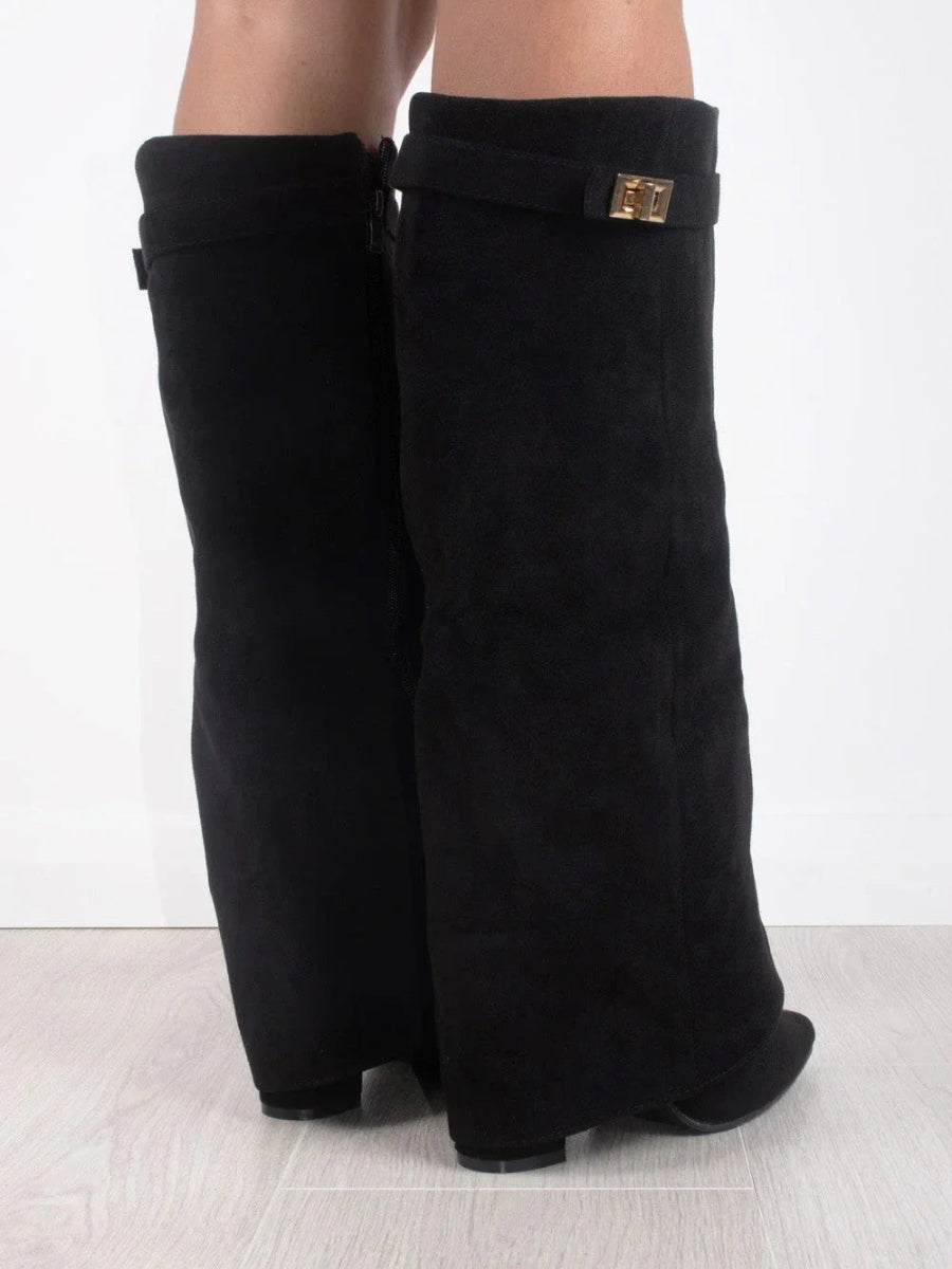 Ava | Women’s Leather Thigh-High Boots With Buckle Detail